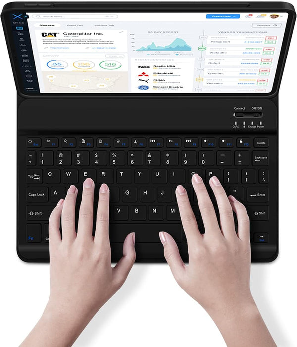 Premium Leather Case with Wireless Keyboard (English/Arabic)